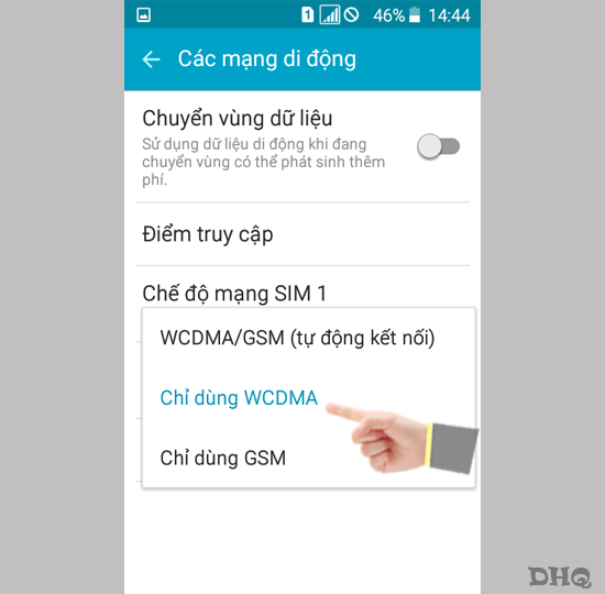 Chọn chế độ mạng